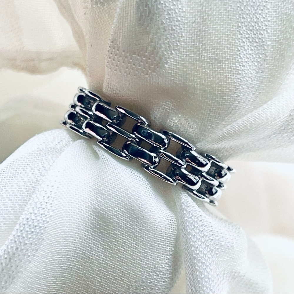 🆕 NWOT ✨ 925 Sterling Silver Vintage Chain Link Ring 💍 Size 7 - Picture 5 of 11